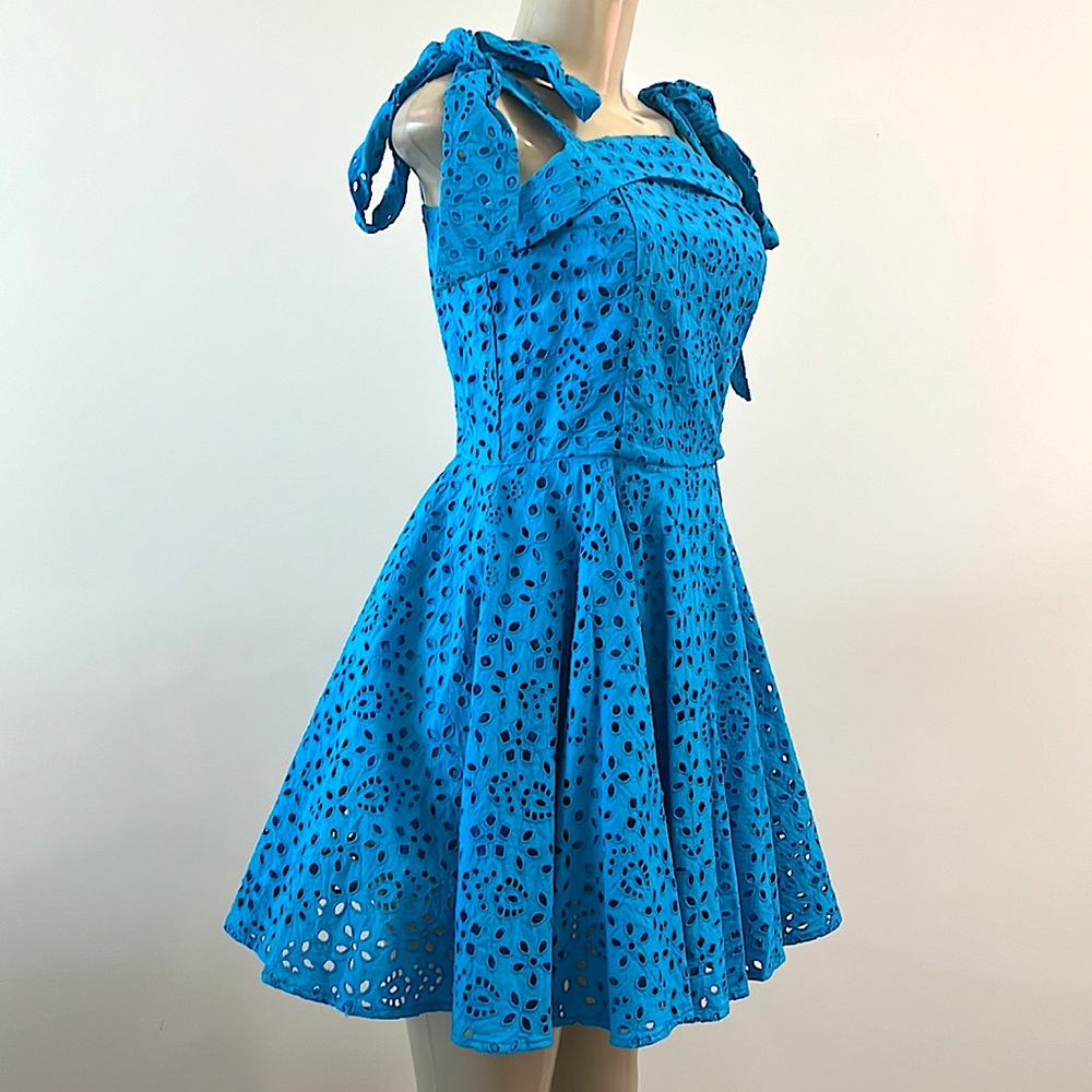 Blue Eyelet Sleeveless Dress